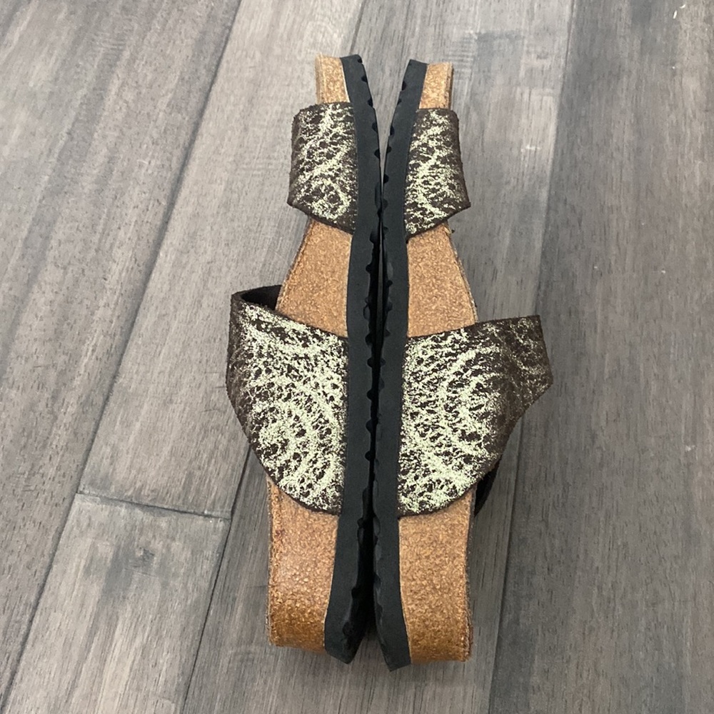 Birkenstock Papillio Arizona Gold Crackle Sandals W7 M5 Unisex - Picture 6 of 17